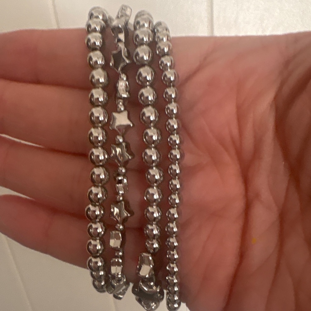 Park Lane Silver-Tone Beaded & Star Stretch Bracelet Set